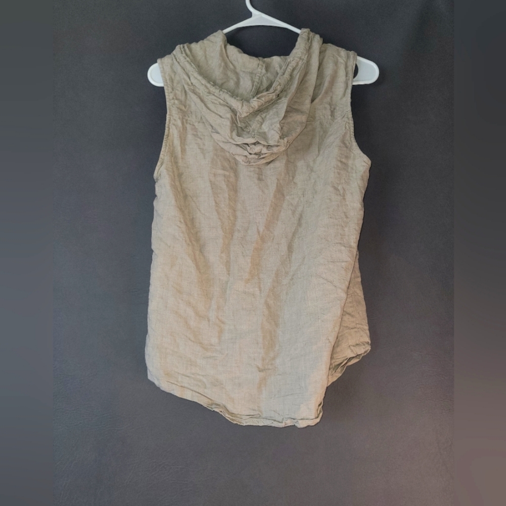 Black tag by Zara man utility vest hooded size S 100% linen